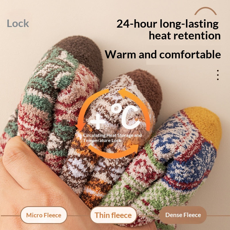 Plush-lined nordic slipper socks for winter