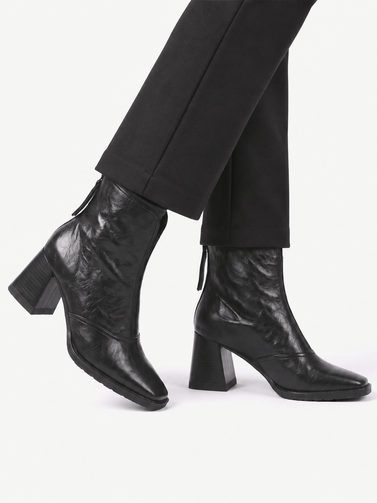 Square Toe Block Heel Ankle Boots
