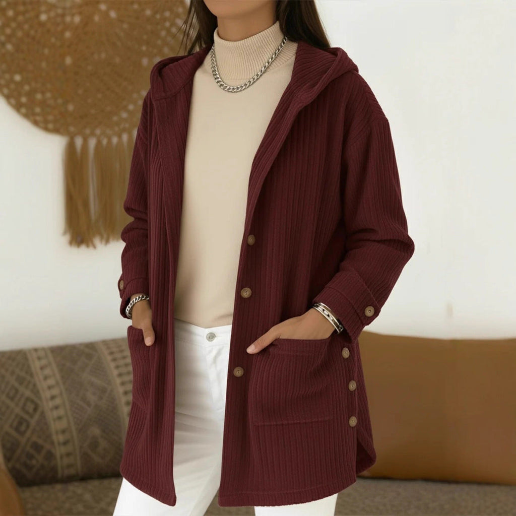 Hooded Corduroy Jacket with Patch Pockets