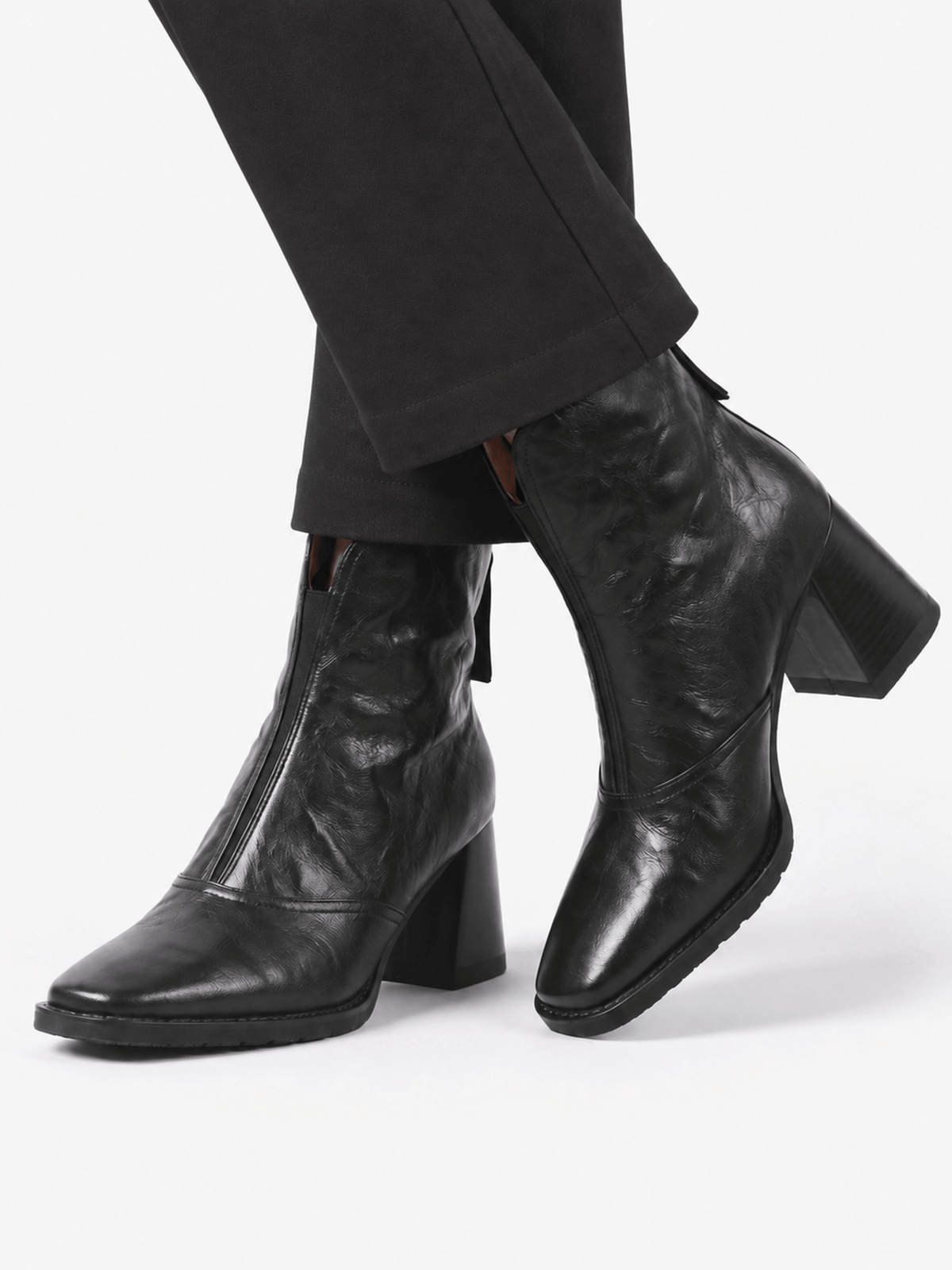 Square Toe Block Heel Ankle Boots