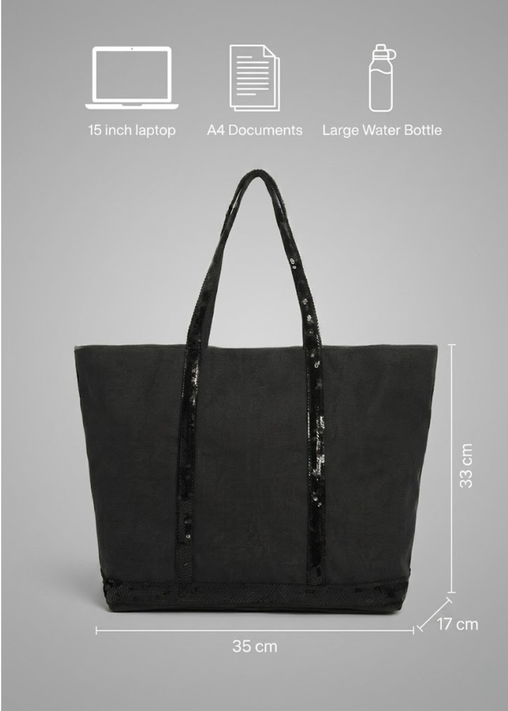 Canvas Work Tote with Sequin Handles