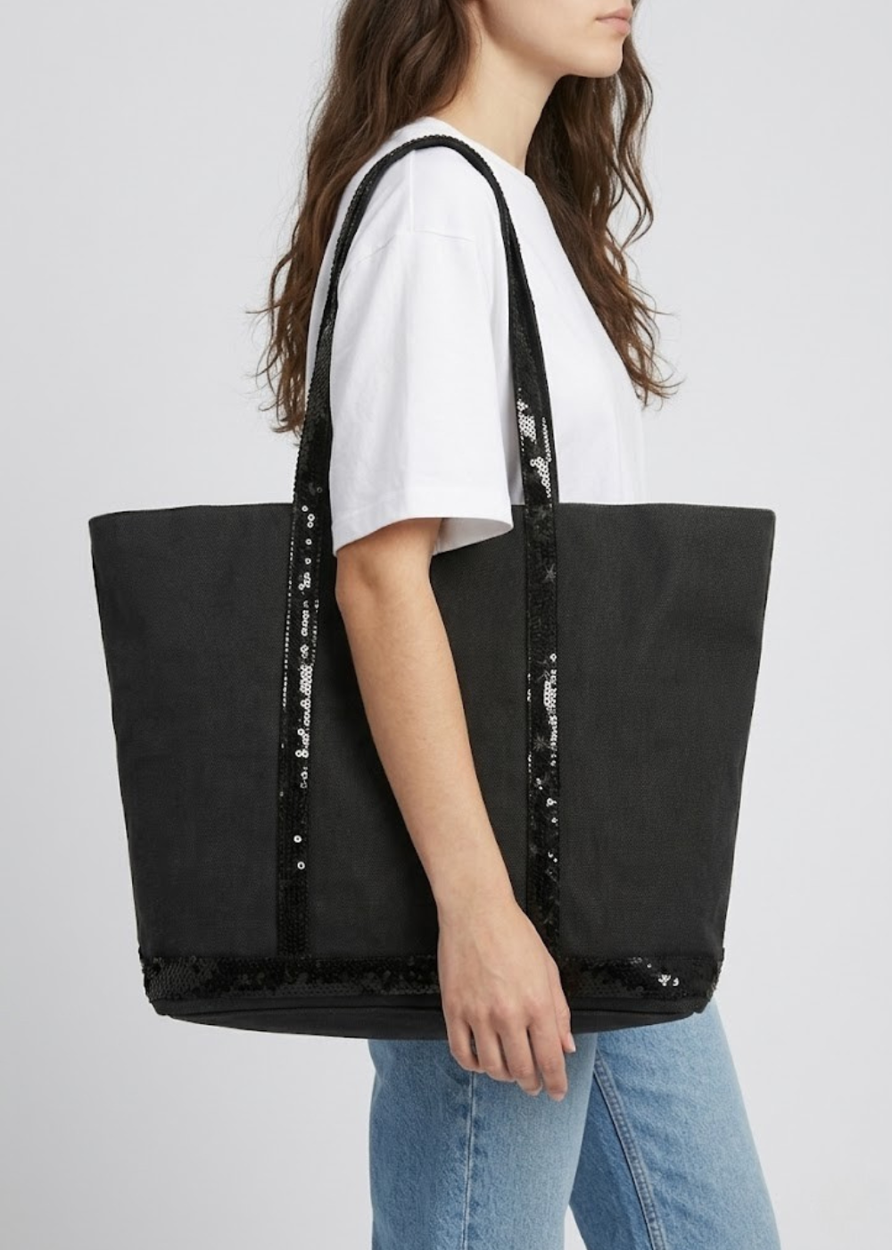 Canvas Work Tote with Sequin Handles
