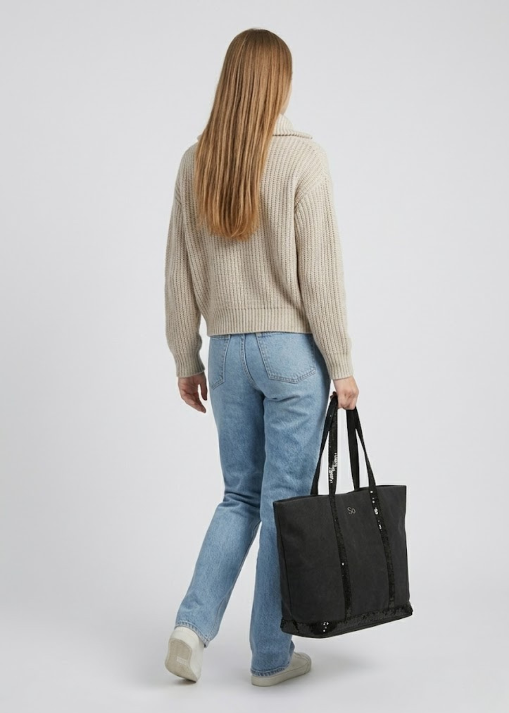 Canvas Work Tote with Sequin Handles