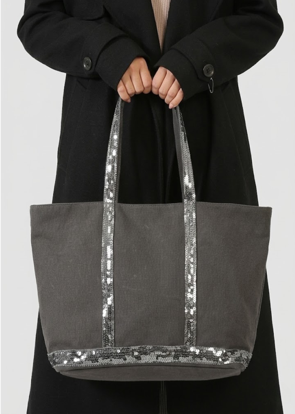 Canvas Work Tote with Sequin Handles