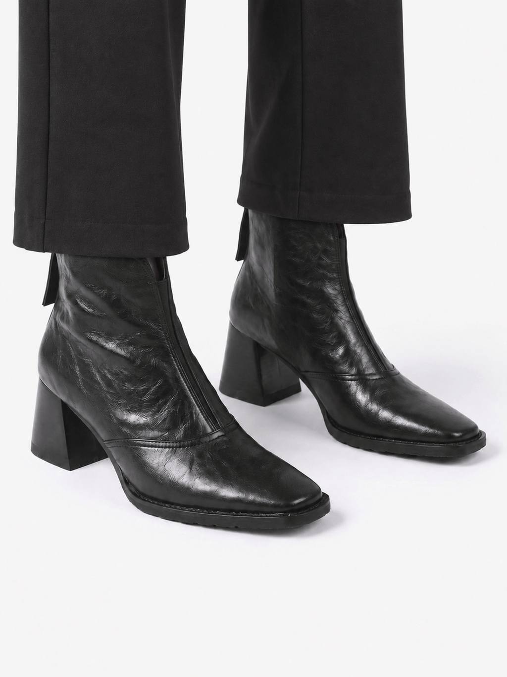 Square Toe Block Heel Ankle Boots
