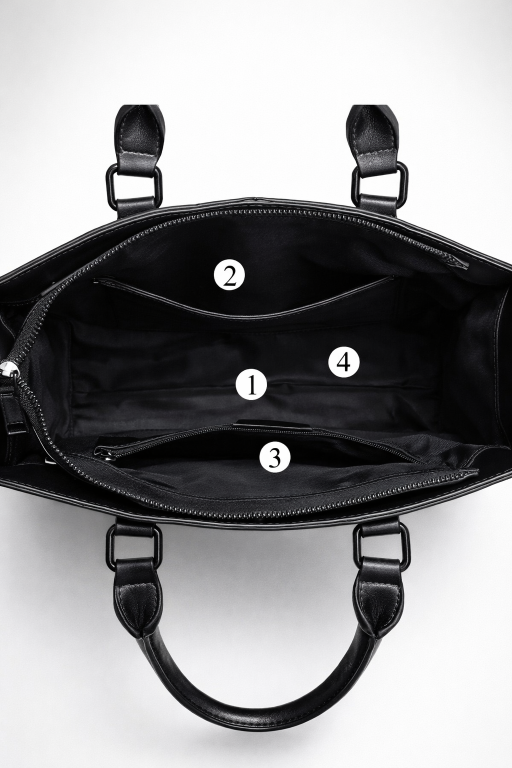 Black Structured Leather Work Bag