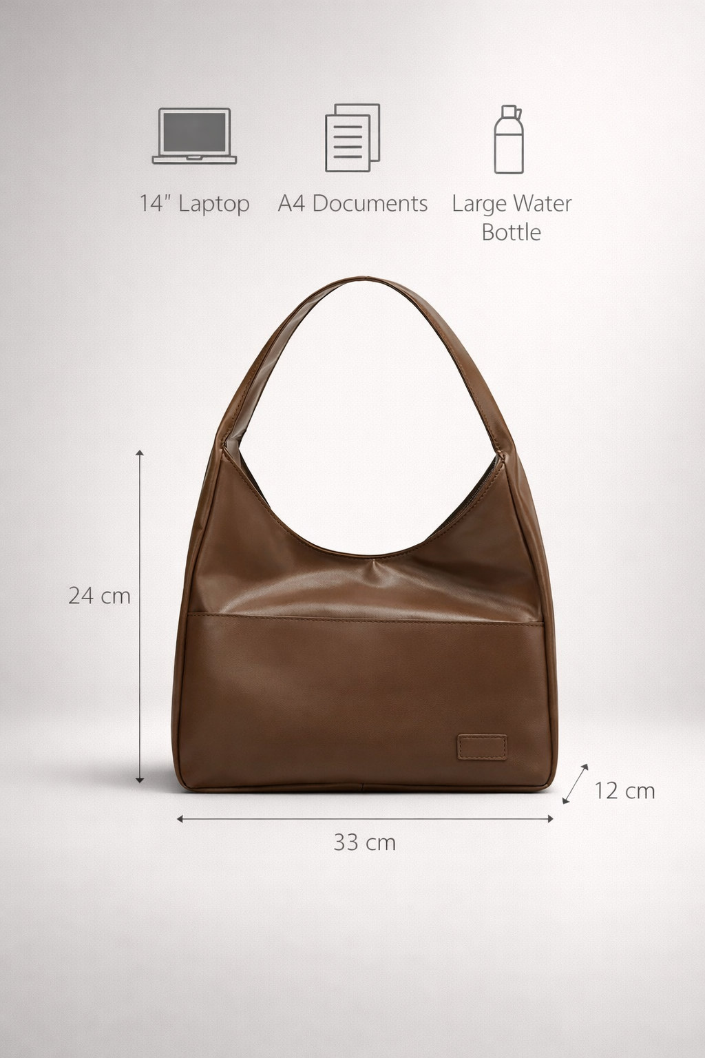 Compact Structured Shoulder Bag in Brown