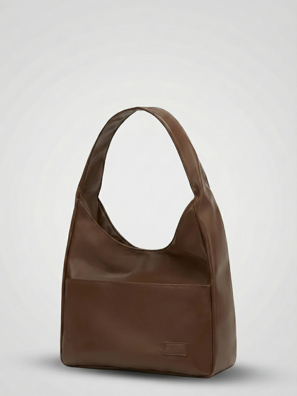 Compact Structured Shoulder Bag in Brown
