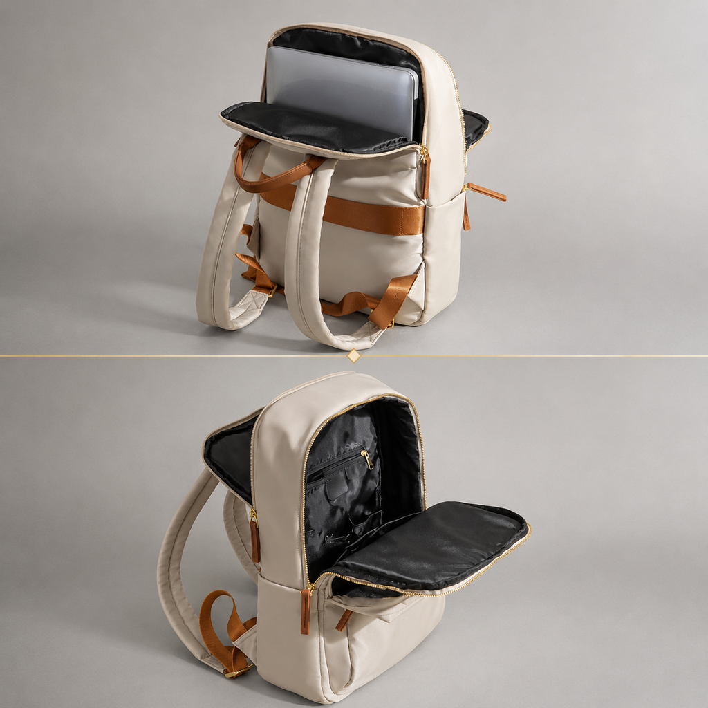 Laptop Backpack with Tan Trim