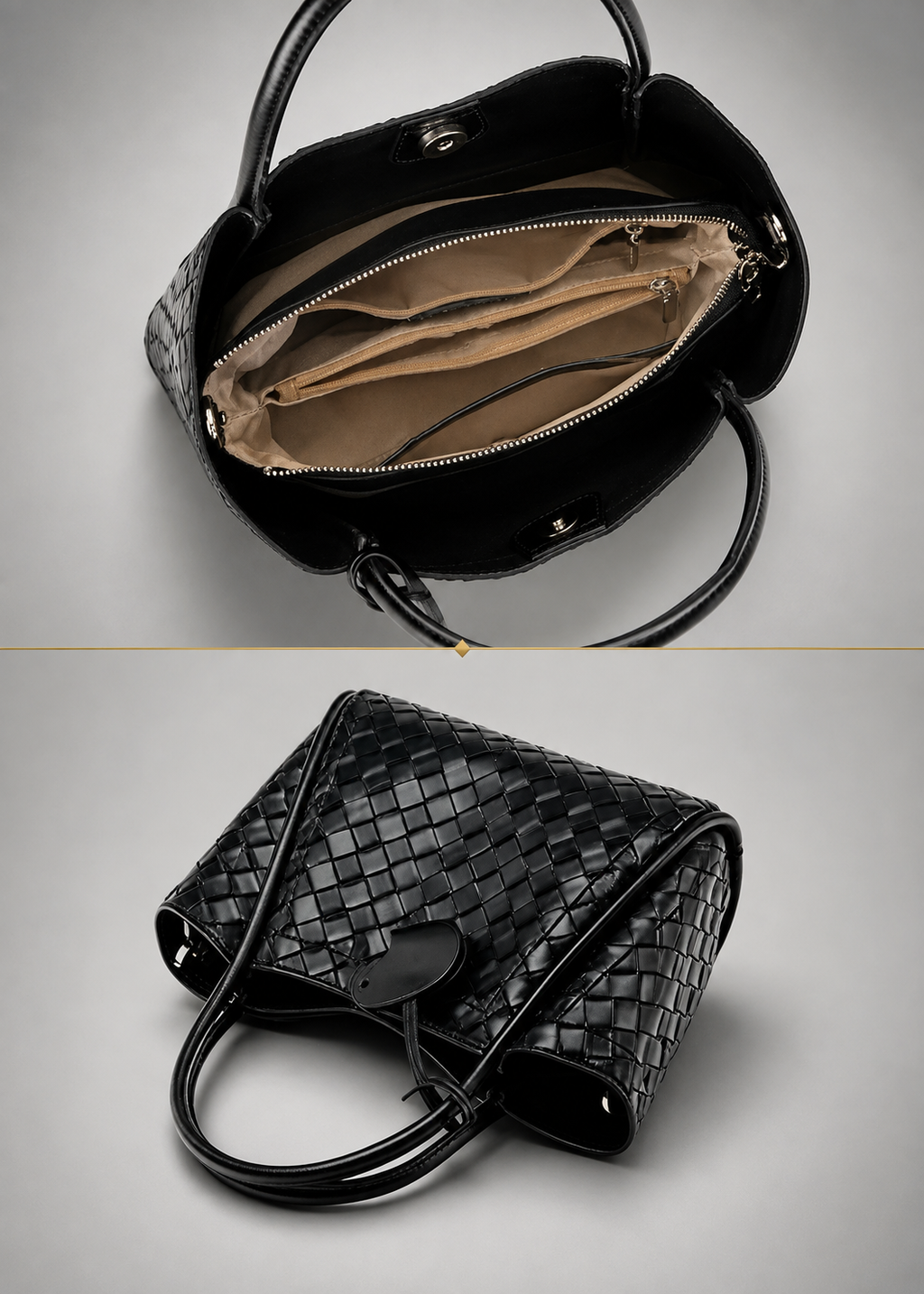 Woven Vegan Leather Mini Tote