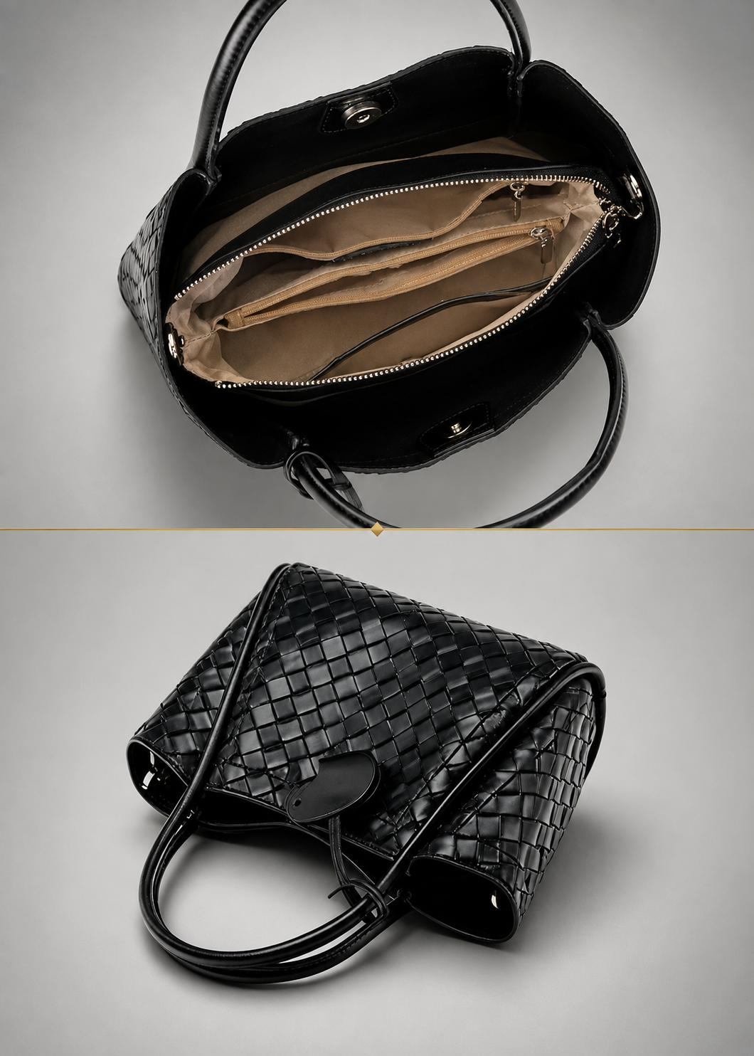 Woven Vegan Leather Mini Tote