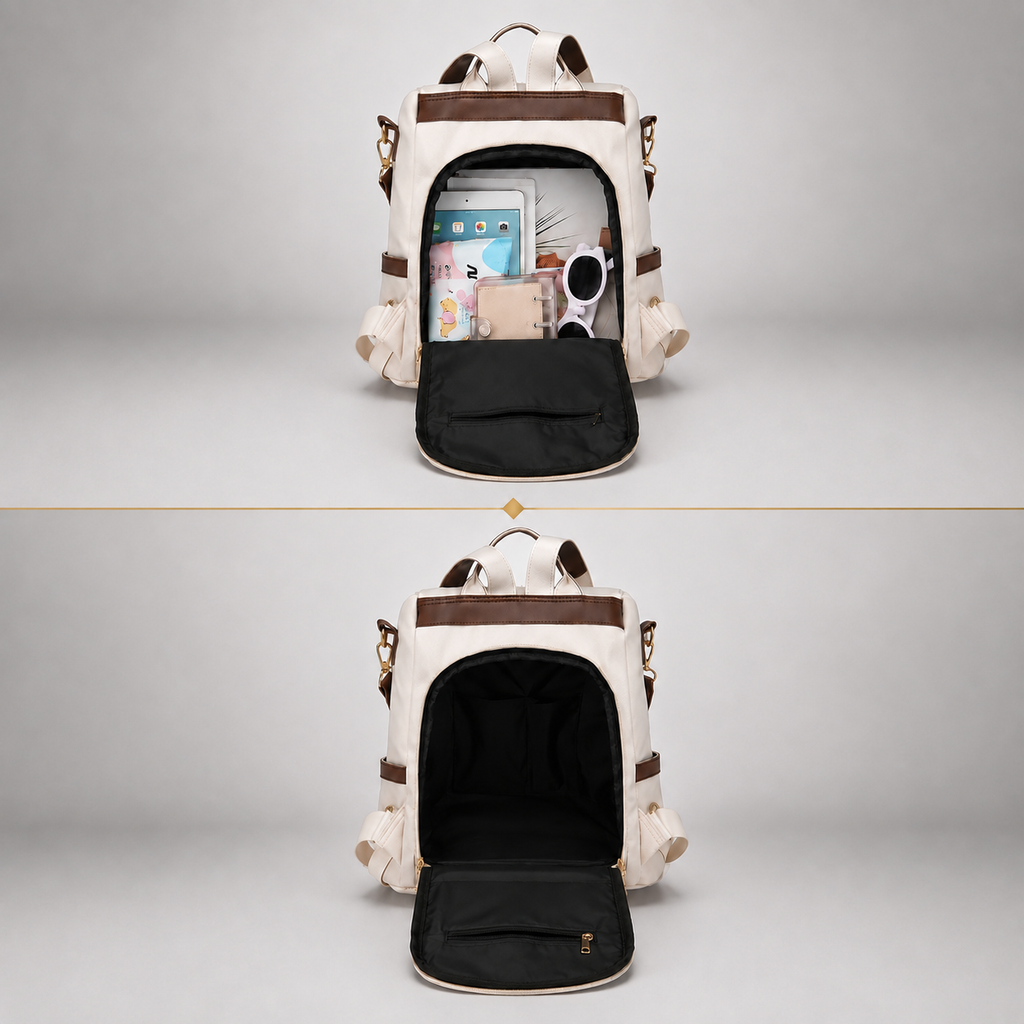 Nylon Backpack with Tassel Pocket