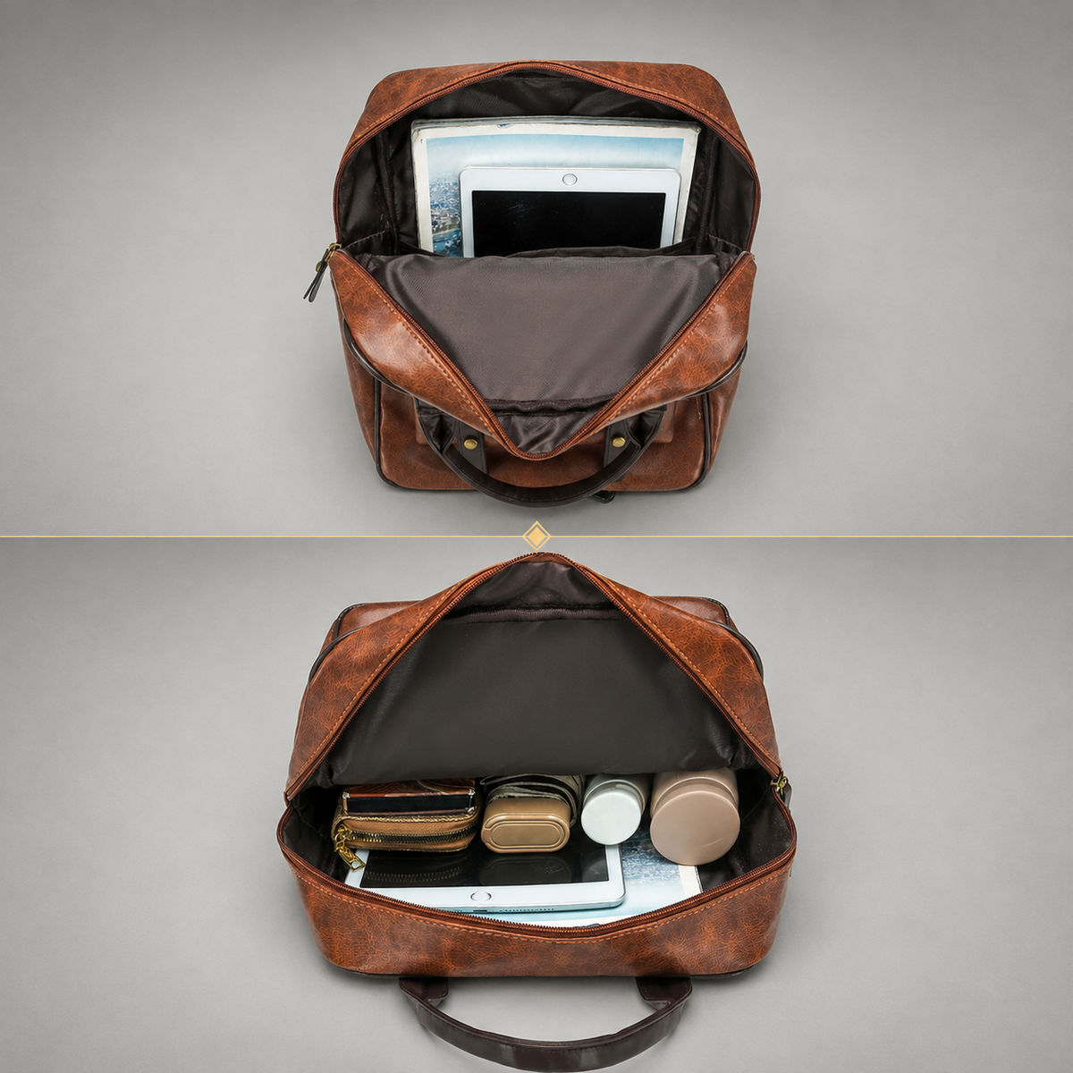 Vintage Vegan Leather Backpack with Buckle Flap