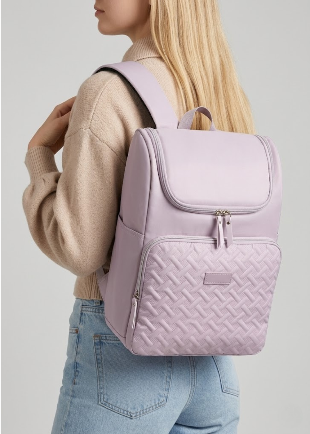 Insulated Quilted Lunch Backpack 17L in Lilac