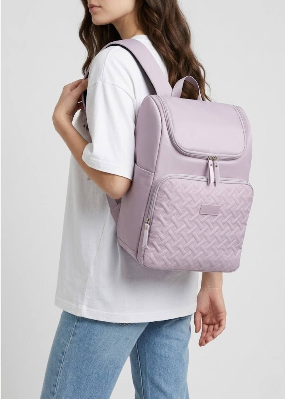 Insulated Quilted Lunch Backpack 17L in Lilac