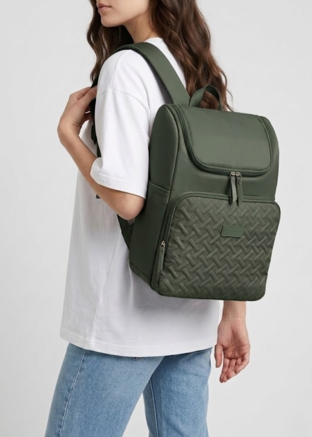 Insulated Quilted Lunch Backpack 17L in Green