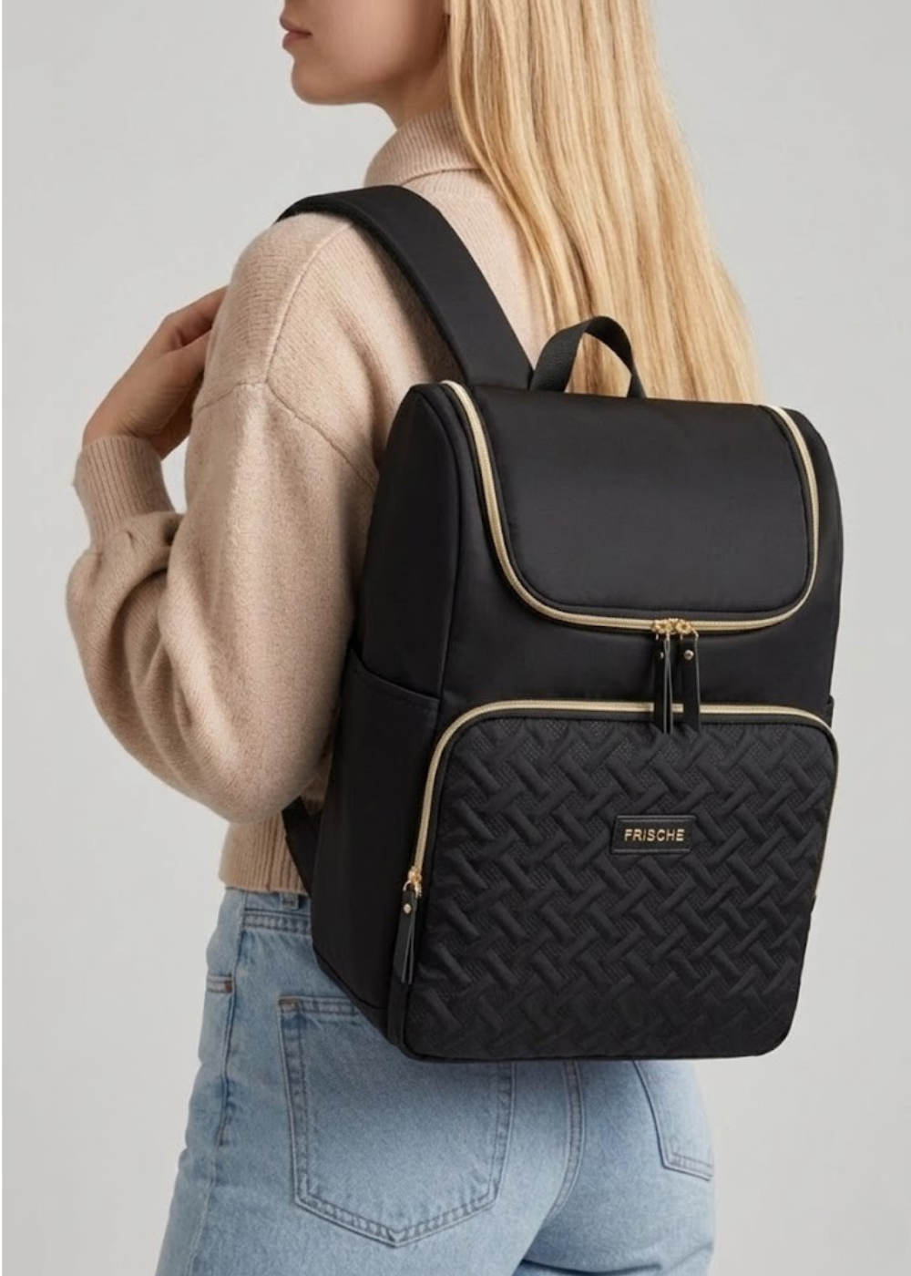 Insulated Quilted Lunch Backpack 17L in Black