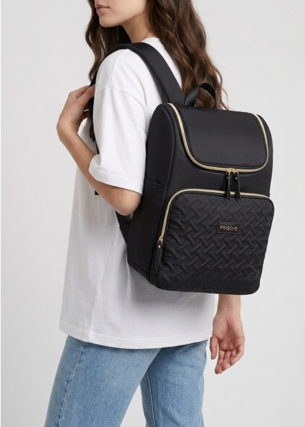 Insulated Quilted Lunch Backpack 17L in Black