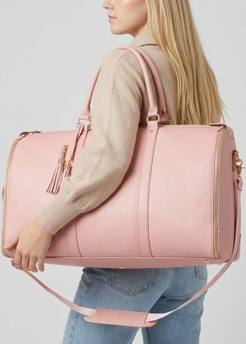 Vegan Leather Weekender Bag 50L in Blush Pink