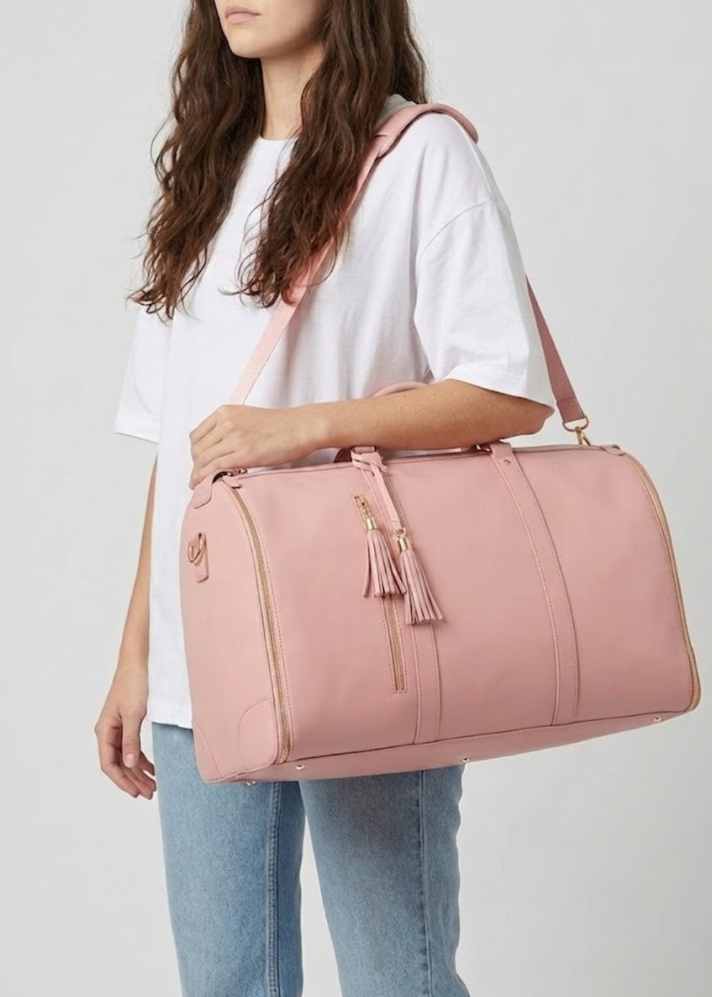 Vegan Leather Weekender Bag 50L in Blush Pink