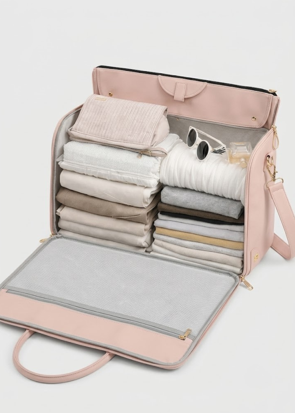 Vegan Leather Weekender Bag 50L in Blush Pink
