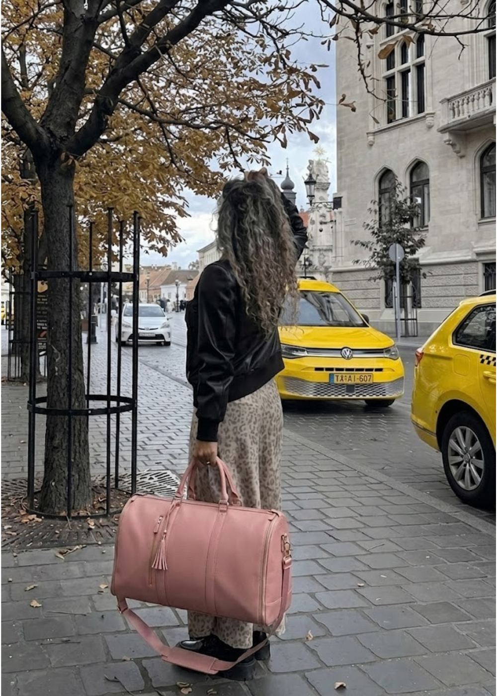 Vegan Leather Weekender Bag 50L in Blush Pink