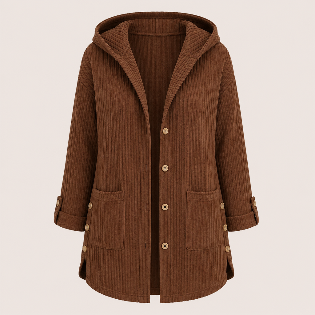 Hooded Corduroy Jacket with Patch Pockets