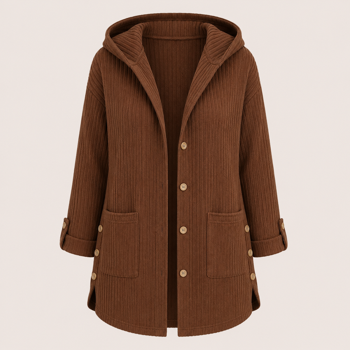 Hooded Corduroy Jacket with Patch Pockets