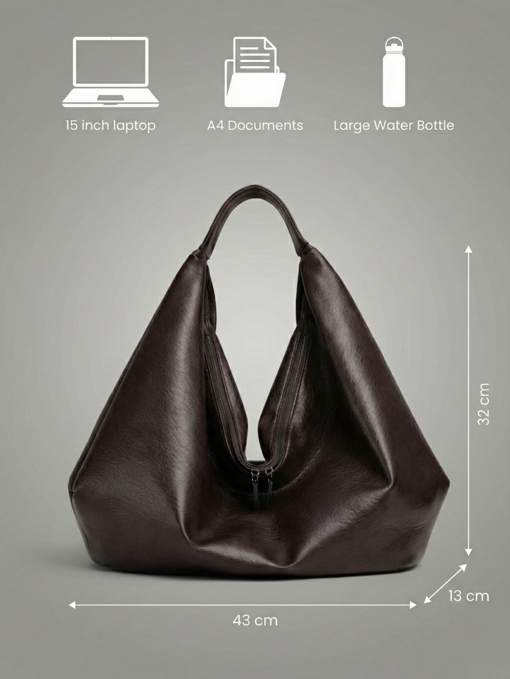 Large Brown Hobo Shoulder Bag