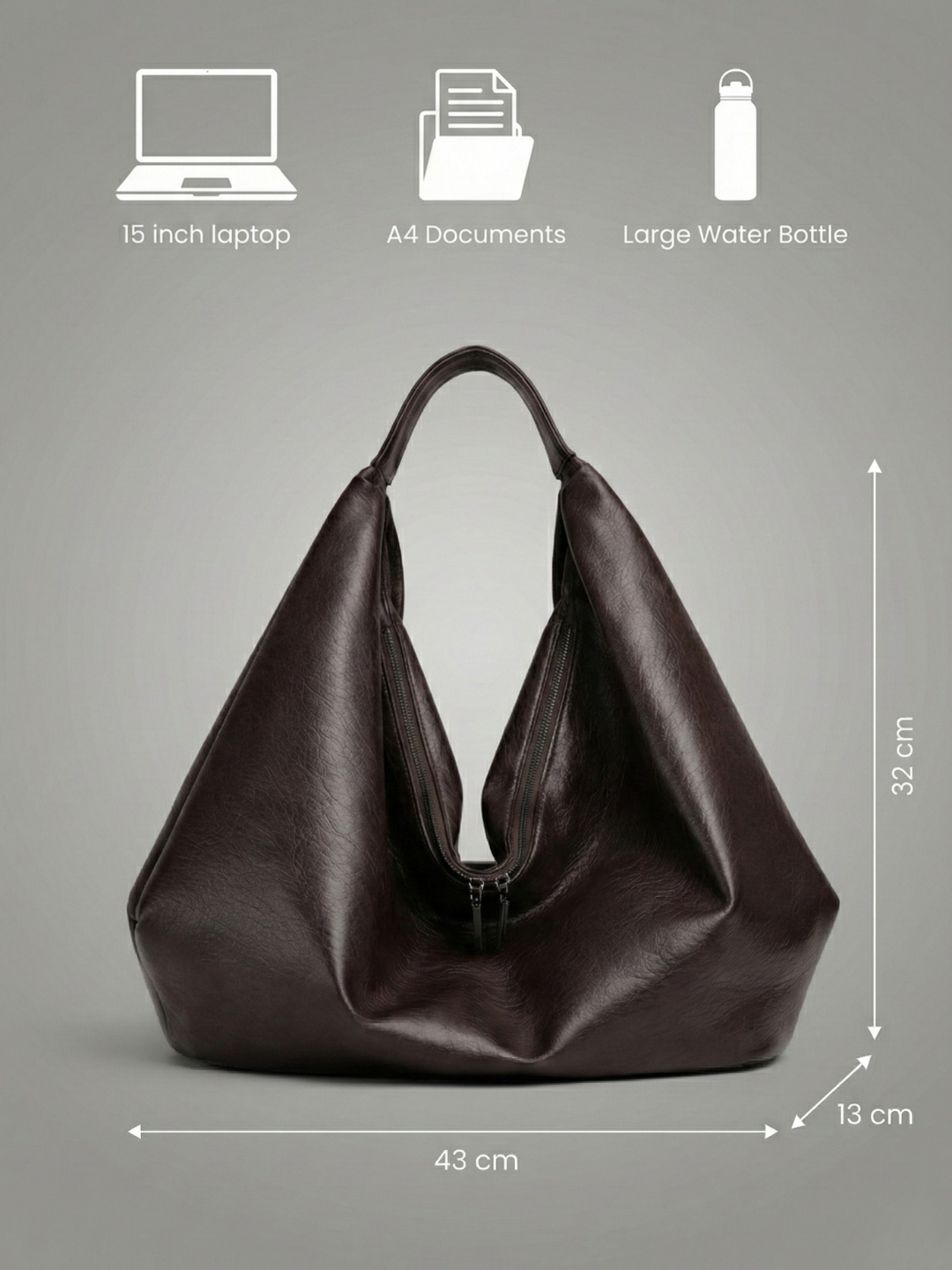 Large Brown Hobo Shoulder Bag