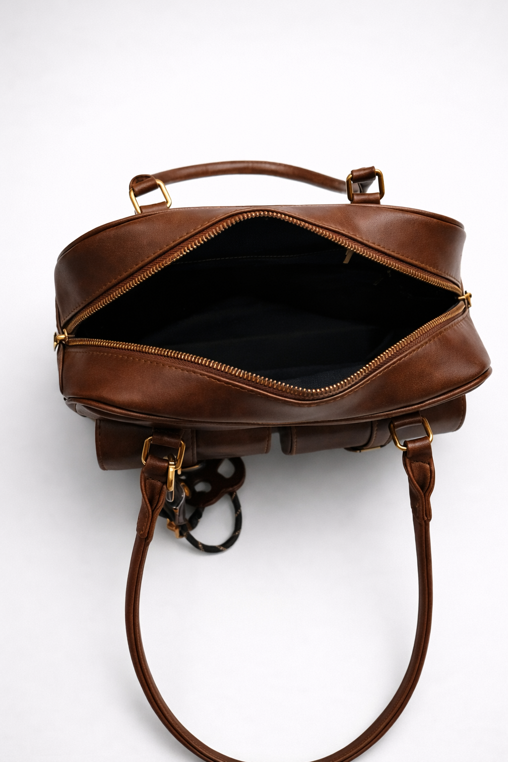 Structured Multi-Pocket Shoulder Bag in Coffee