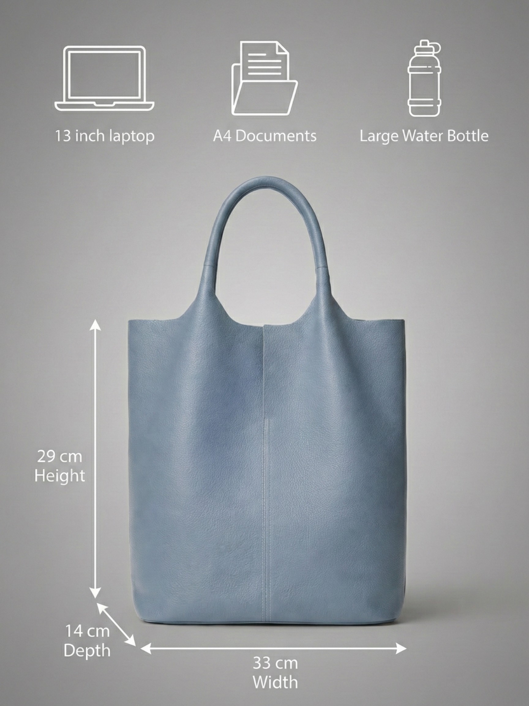 Blue Leather Everyday Tote