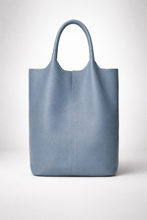 Blue Leather Everyday Tote