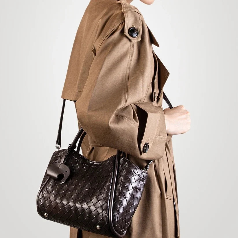 Woven Vegan Leather Mini Tote