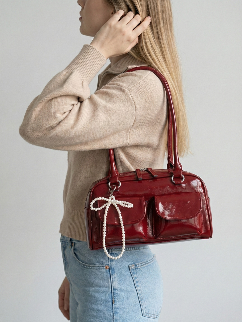 Compact Red Shoulder Bag