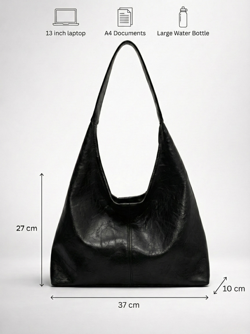 Large Black Slouchy Hobo Bag