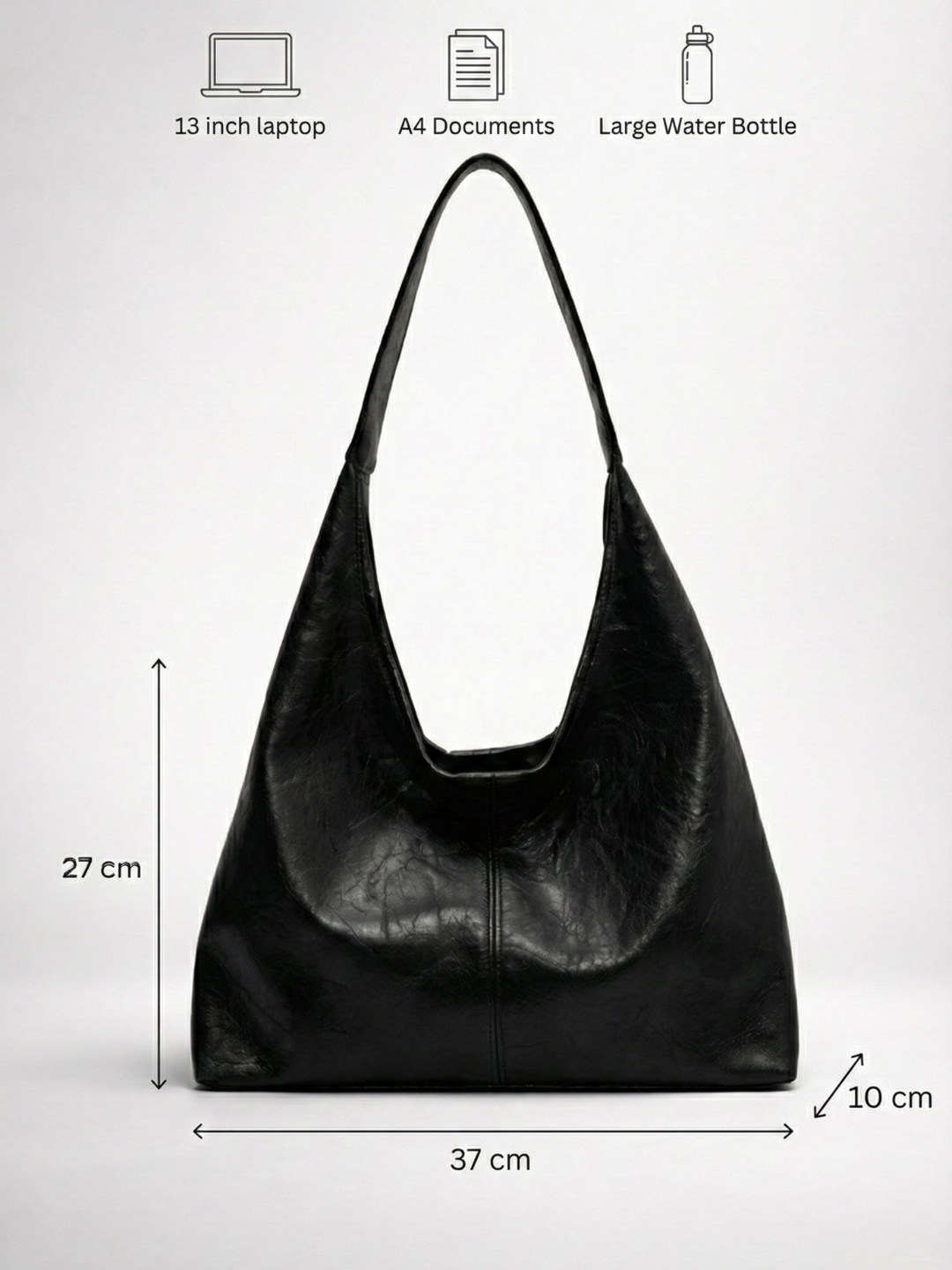 Large Black Slouchy Hobo Bag