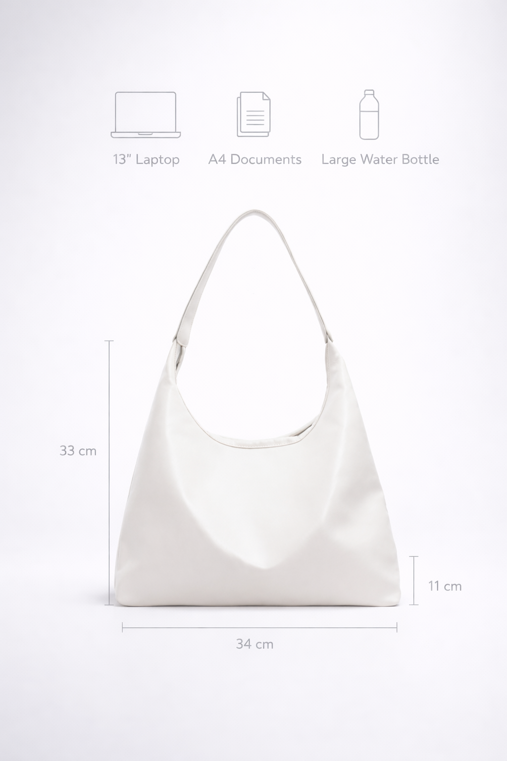 Slouchy White Hobo Tote