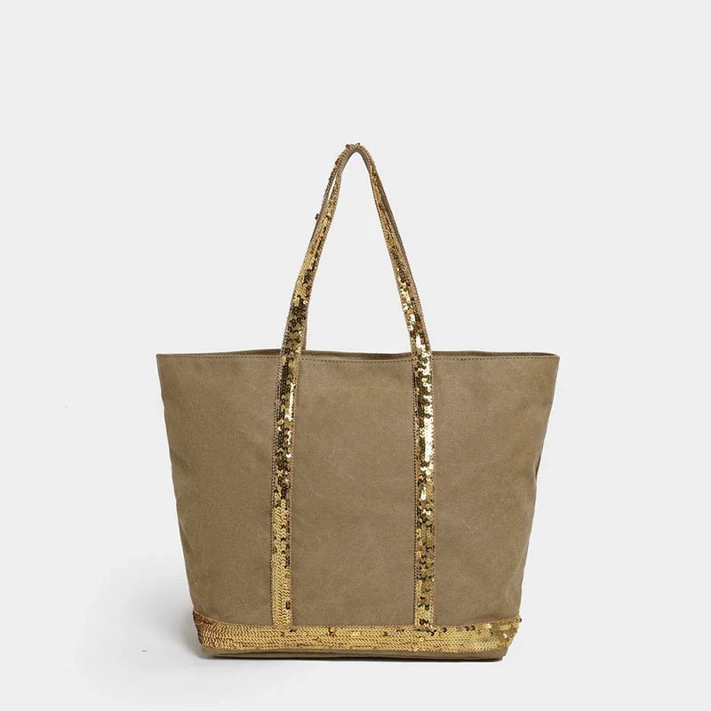 Canvas Work Tote with Sequin Handles