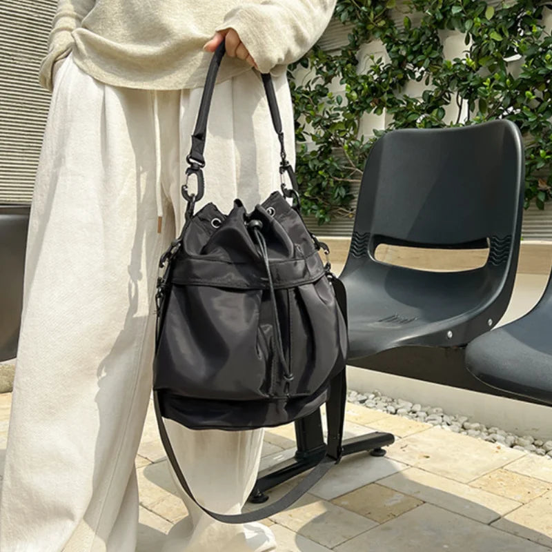 Nylon Drawstring Bucket Bag