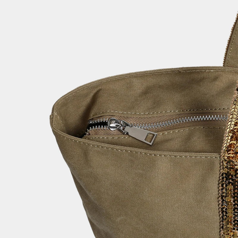 Canvas Work Tote with Sequin Handles
