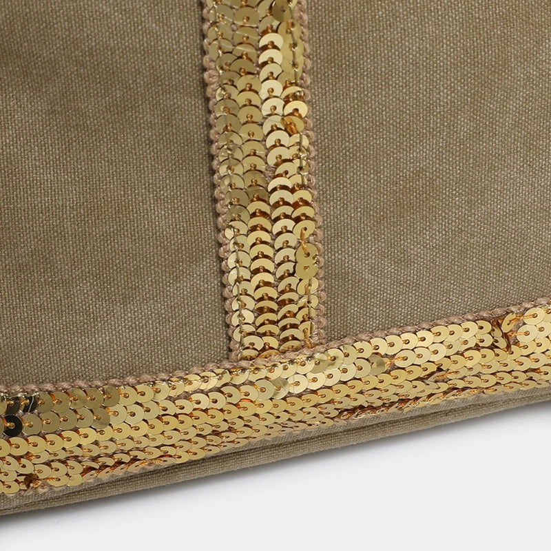 Canvas Work Tote with Sequin Handles