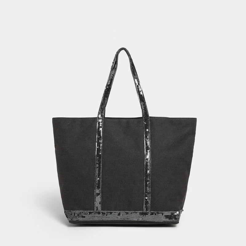 Canvas Work Tote with Sequin Handles