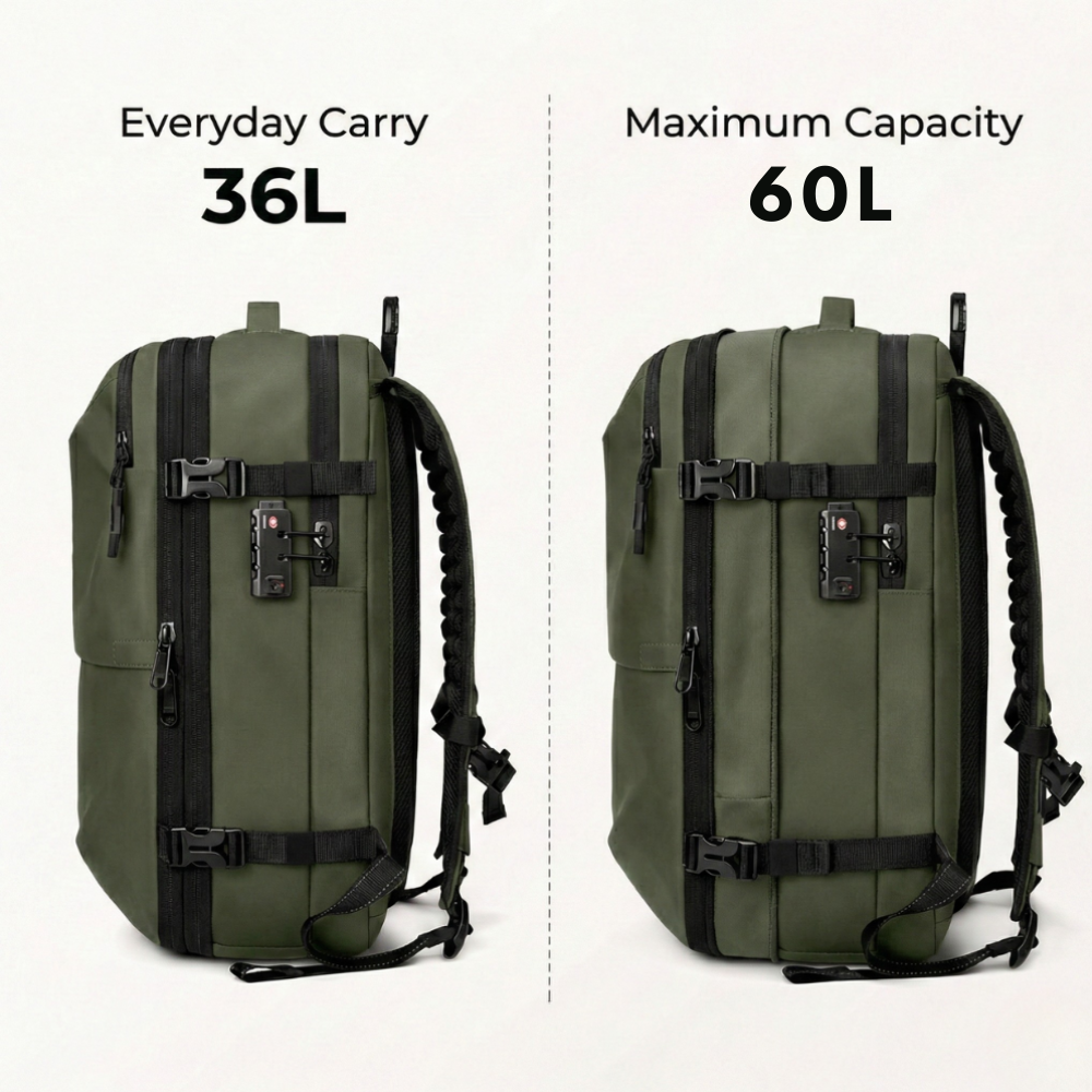 Water-Resistant Compression Travel Backpack 60L
