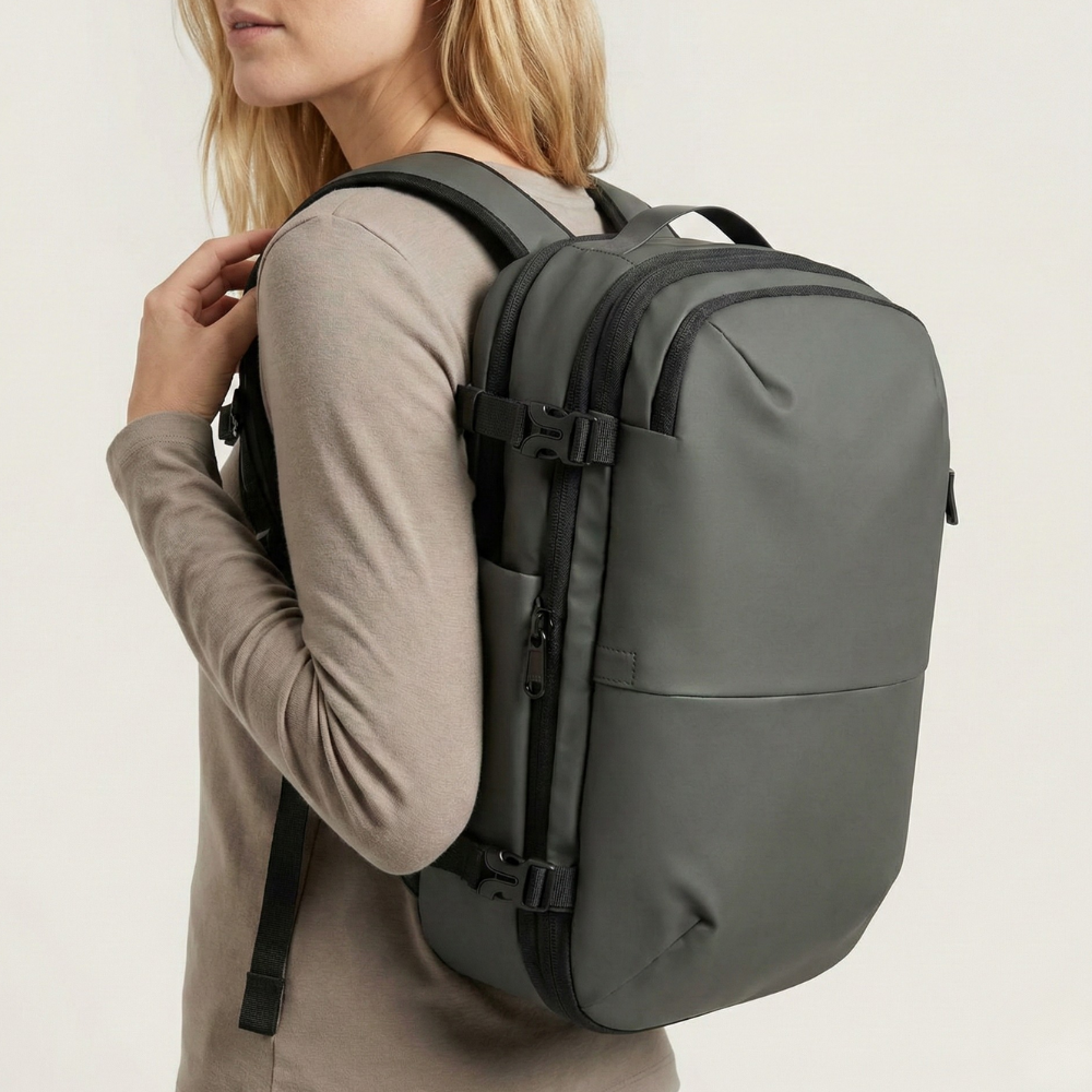 Water-Resistant Compression Travel Backpack 60L in Grey
