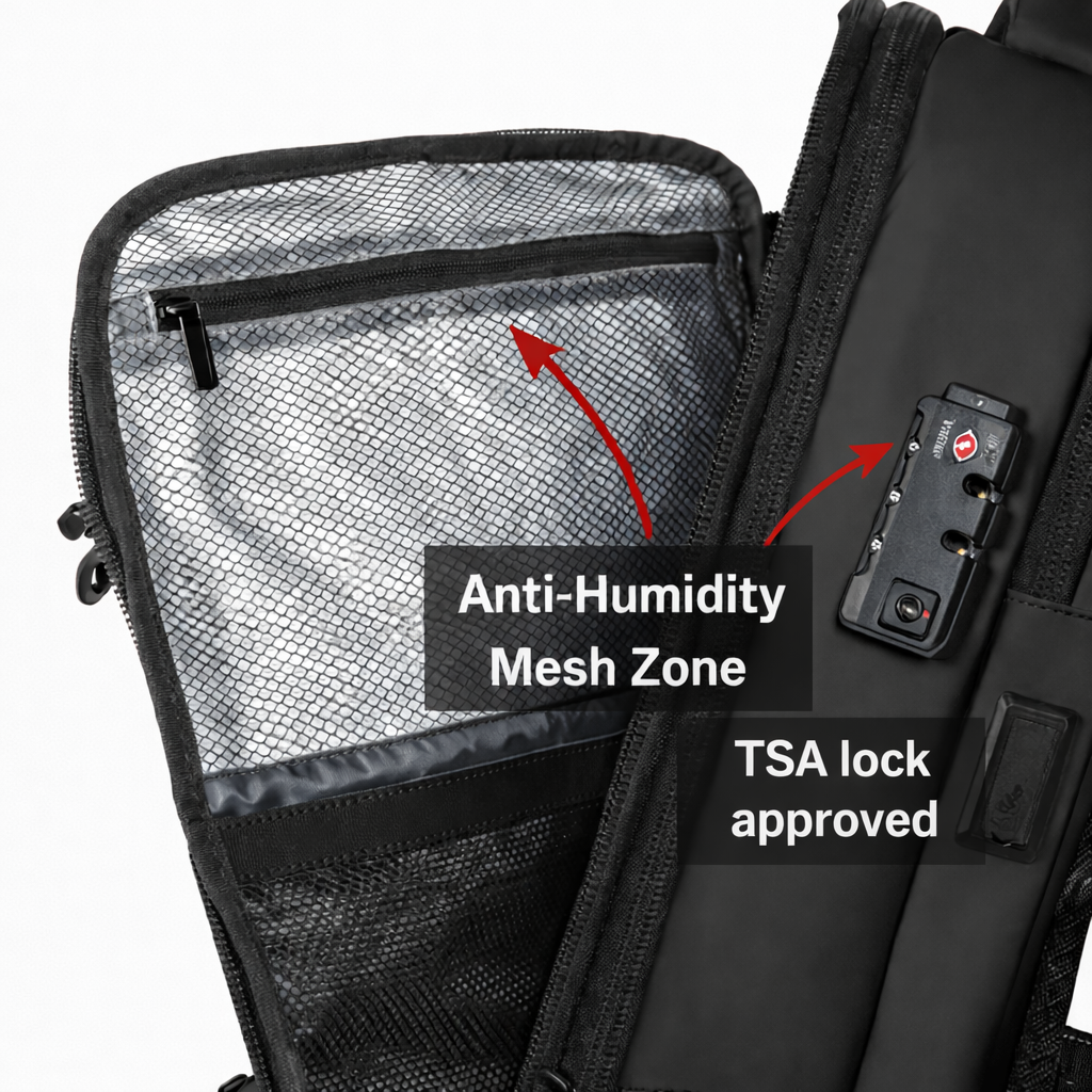 Compression Travel Backpack 60L in Black