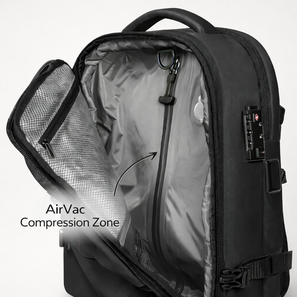 Compression Travel Backpack 60L in Black