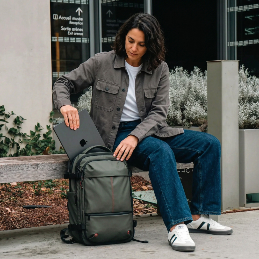 Compression Travel Backpack 60L in Grey