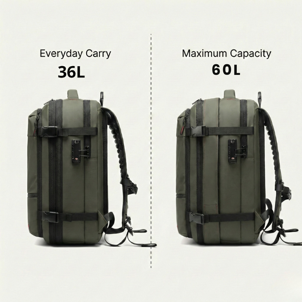 Compression Travel Backpack 60L in Grey