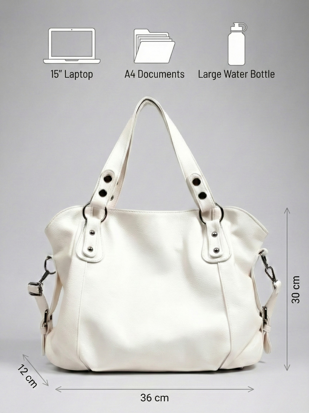 Zip-Top Vegan Leather Tote in Beige